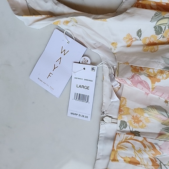 NWT Bloomingdales Wayf corset midi in Garden roses yellow floral size large - Picture 13 of 16